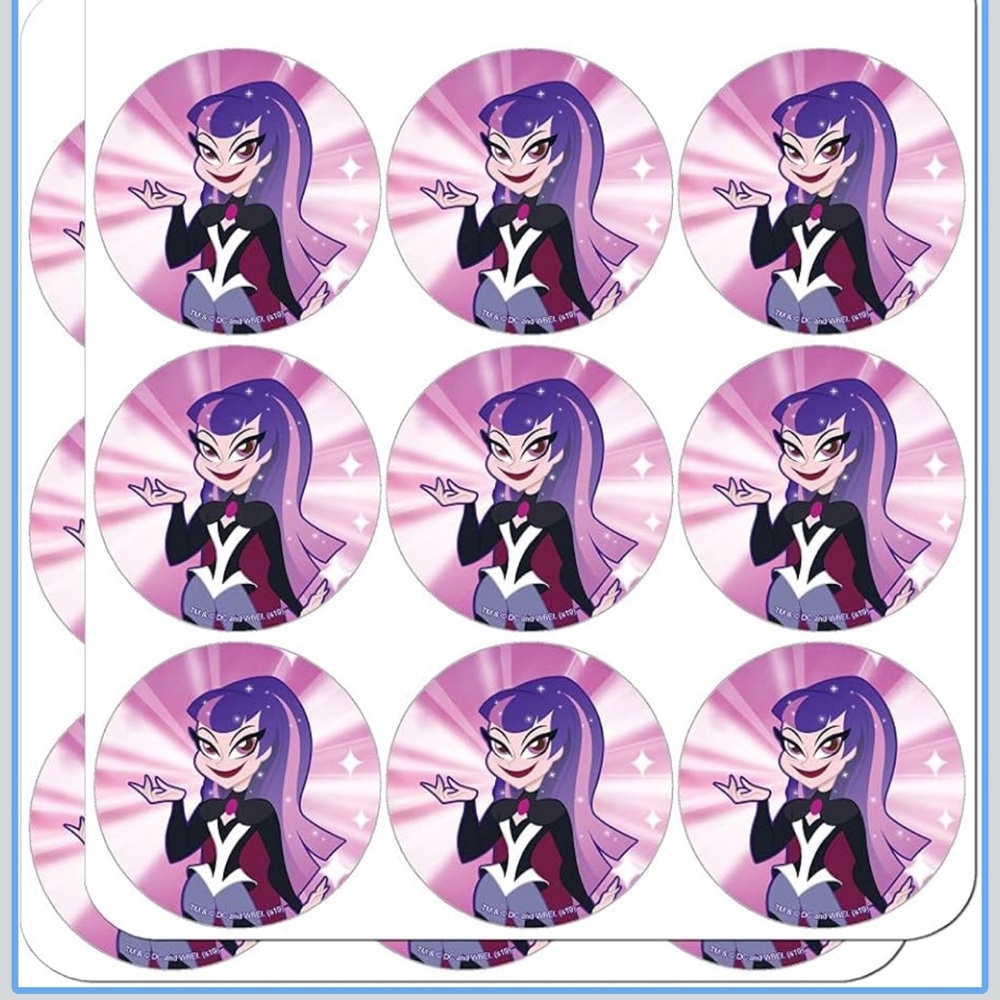 NWT DC Super Hero Girls Zatanna Scrapbooking Crafting 2” Stickers Purple Pink